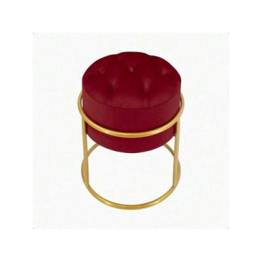 Imagem de Puff Argola capitonê tecido veludo luxo - NoBrand, Vermelho