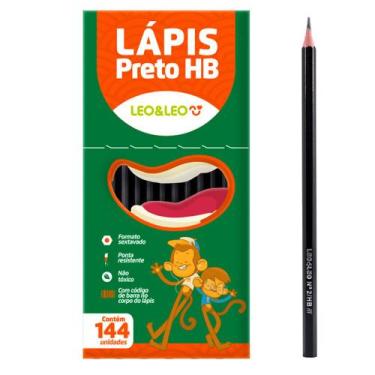 Imagem de Caixa De Lápis Preto Hb Sextavado 144 Unidades Resinado - Leo e Leo