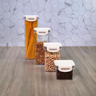 Imagem de Potes herméticos em acrílico para mantimentos empilháveis - PLASUTIL, 