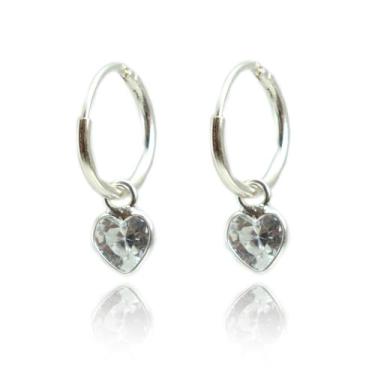 Imagem de Brinco Argola Coração Zirconia Prata 925 - Lojas La&Ny