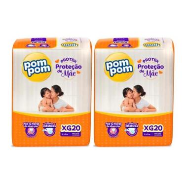 Imagem de KIT 2 Fraldas Pom Pom Derma Protek Jumbo Tamanho XG 20 unidades