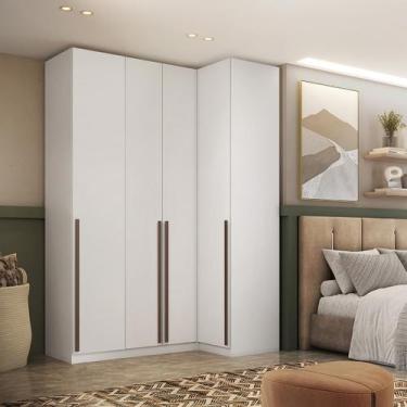 Imagem de Guarda Roupa Canto Reto 4 Portas MDF Altezza Trend Belmax, Branco