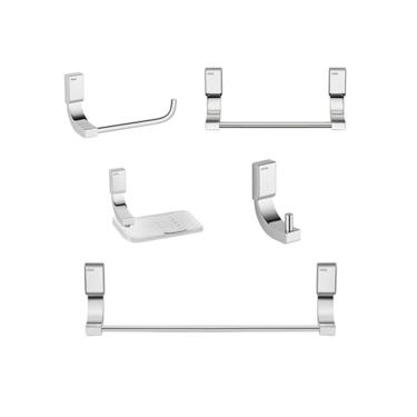 Imagem de Kit 5 Peças Acessórios de Banheiro Top Porta Toalha Cabide Saboneteira Docol