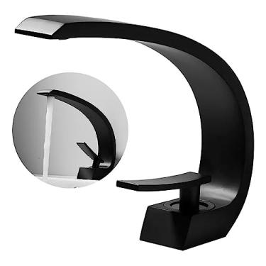 Imagem de Torneira Banheiro Monocomando Cascata Misturador Cor Preto Luxo - Brinovar