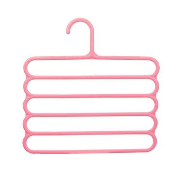 Imagem de Cabide Multiuso Calças Saias Bermudas 5 Espaços Rosa