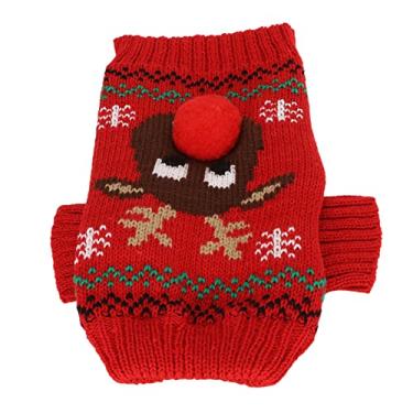 Imagem de Akozon Cosy Christmas Dog Sweater - Suéter Grosso de Cachorro de Boneco de Neve para Cães Pequenos e Gatos - Roupas de Estimação Festivas para Ano Novo - Vestuário de Férias de Inverno (Preto)
