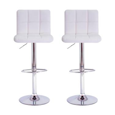 Imagem de 2 Banquetas Estofadas Com Encosto Alto Confortável Branco