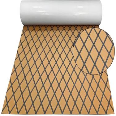 Imagem de LFYZYDSS Piso de barco, espuma vinílica acetinada, decking autoadesivo de teca sintética, plataforma marítima, tapete antiderrapante para deck, iate, barco, pesca, barco, prancha de surf, 260 cm/240