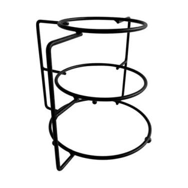 Imagem de Organizador Suporte De Pratos Luxo Preto Black 3 Andares 194 - Ms