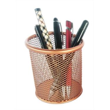 Imagem de Porta Lapis Aramado Redondo Rose Gold 10Cm