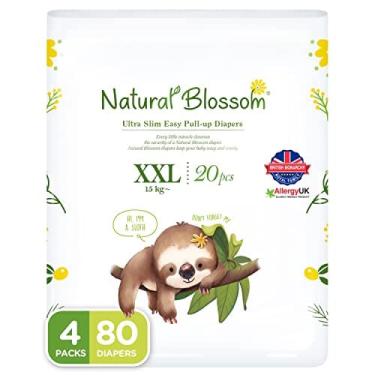 Imagem de Natural Blossom Easy Pull-up Fralda Calças Tamanho (6) 4T-5T (33 lbs + ) 80 Contagem (20ea*4packs) Vegano - Super Suave - Hipoalergênico - Ultra-Slim