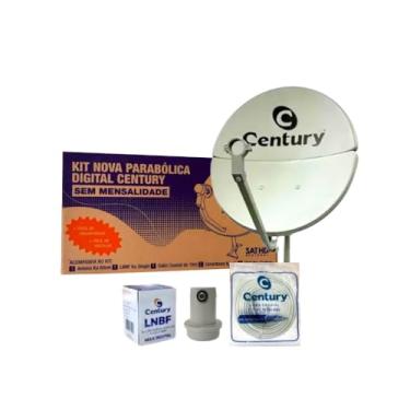 Imagem de Kit Antena KU 60CM Bipartida Cinza + LNBF Simples + KIT Cabo 15M com 2 Conectores