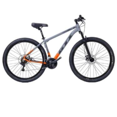 Imagem de Bicicleta Aro 29 GTI Roma 24 Velocidades MTB Index Disco Mecânico Suspensão 80mm Unissex (Cinza/Laranja, 15)