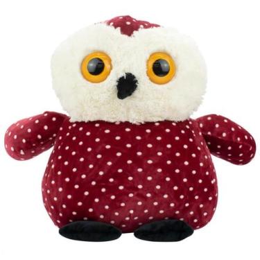 Imagem de Coruja Pelúcia Vinho Olhos Grandes Fofa 35cm - Foffy