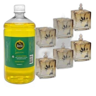Imagem de Kit 6 Lamparinas Decorativa Quatro Estações+ 1L De Citronela - Velas b