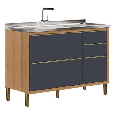 Imagem de Balcão de Pia Paola 2003706 Carvalho Dakar Grafite - Aramóveis