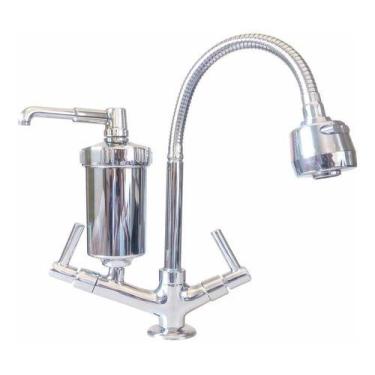 Imagem de Torneira de Metal Luxo Bica Móvel Gourmet Bancada Filtro Metal C-66 - 