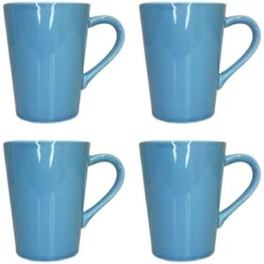 Imagem de Conjunto Com 4 Canecas Tulipas Cónicas Porcelana Colorida 220 Ml (Azul)