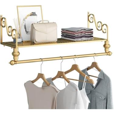 Imagem de CHBGLNTY Cabides para roupas, expositores para lojas de roupas, organização de barras para pendurar na entrada, prateleiras de parede para lojas de retalho, cabides para roupas, sacos para sapatos,