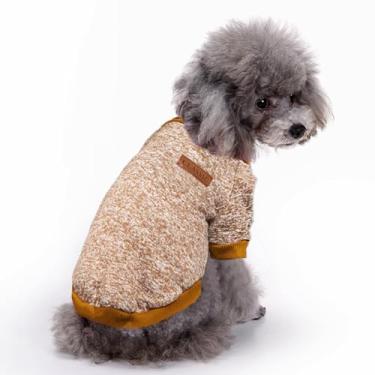 Imagem de Jecikelon Roupas para cães de estimação suéter macio espessante quente cachorrinho camisa de inverno para cães (PP, cáqui)
