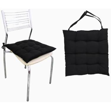 Imagem de Kit 8 Assentos para cadeira almofadas Futon 40x40 cm (Preto)