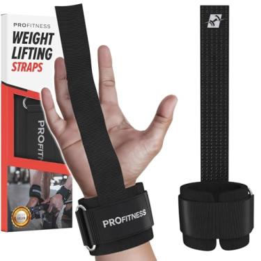 Imagem de ProFitness Weight Lifting Straps: Heavy Duty Strap Improves Grip for Weightlifting, Powerlifting, Bodybuilding, Crossfit & Deadlift Neoprene Padded Wrist Wraps Provides Support for Men & Women