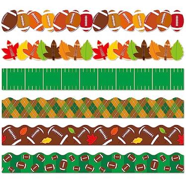 Imagem de 96 pçs outono futebol quadro de avisos bordas folhas de bordo laranja marrom verde borda guarnição outono colheita esporte decoração bordas para o dia de ação de graças sala de aula lousa quadro branco suprimentos