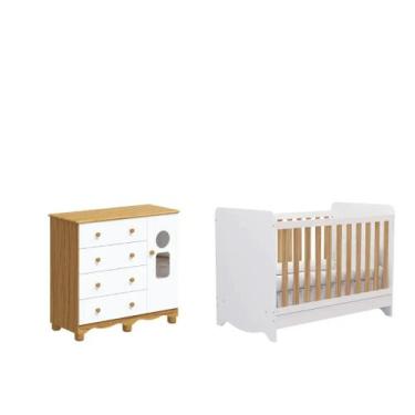 Imagem de Quarto Bebe Moveis Peroba Berço e comoda Dorabelly Tedy Ben, Branco Am