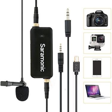 Imagem de Saramonic Microfone Lavalier Premium "LavMic" com mixer de áudio de 2 canais e saídas para smartphones iPhone/Android, GoPro, câmeras DSLR, filmadoras e gravadores portáteis