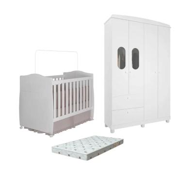 Imagem de Quarto Bebe Berço e Guarda Roupa Dorabelly Fofura + Colchão