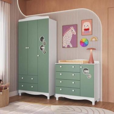 Imagem de Conjunto para Quarto Infantil com Guarda-Roupa e Cômoda Trocador Encan