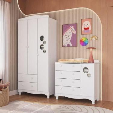 Imagem de Conjunto para Quarto Infantil com Guarda-Roupa e Cômoda Trocador Encan