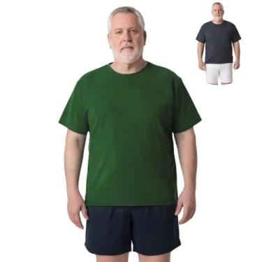 Imagem de Kit 2 Camisas Masculina Manga Curta Plus Size Malha Fria - Genérica, V