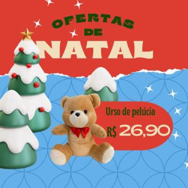 Imagem de Urso De Natal Ursinho Pelúcia Decoração De Natal Urso com lacinho - Lu