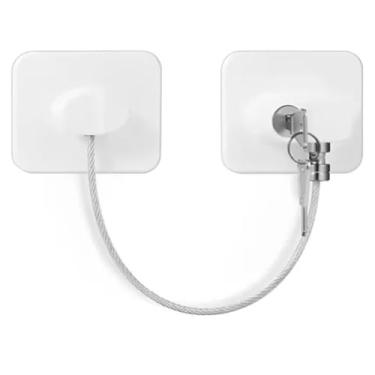 Imagem de Trava Tranca para Geladeira Freezer Porta Janela Gaveta Não Precisa Furar Com Chave Branco