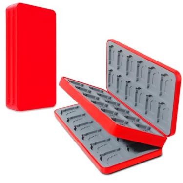 Imagem de Capa Switch Game para Nintendo Switch/Lite/OLED, capa de cartucho com fecho magnético com 48 compartimentos para cartões de jogos e 48 compartimentos para cartões SD, estojos portáteis de viagem para