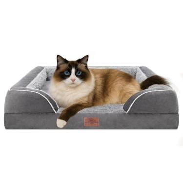Imagem de Comfort Expression Sofá-cama impermeável com espuma ortopédica para cães pequenos, cama confortável para animais de estimação com capa removível lavável e fundo antiderrapante (PP, cinza)