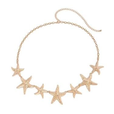 Imagem de Cinto de corrente de estrela-do-mar vintage com estrelas, cintos, biquíni de praia, corrente corporal, joias de cintura para mulheres, acessório de férias da moda, Adjustable, Liga metálica, Sem Pedra
