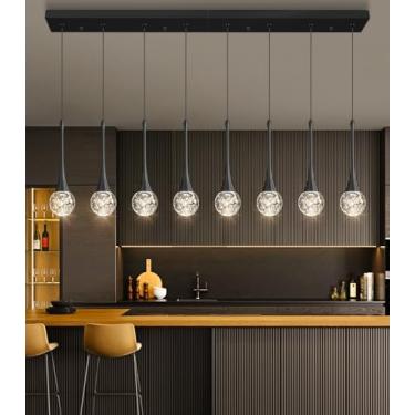 Imagem de cenozo Lustre Retangular De Cristal Glam Moderno Com 8 Luzes Para Teto Alto, Pendente Regulável Led, Escada, Hall Entrada, Iluminação Sala Estar, Preto Antigo