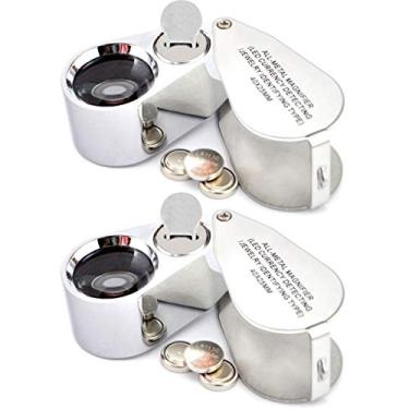 Imagem de Onwon Peças 40X 25Mm Lupa De Joias Iluminada Com Lente Led Uv, Toda Em Metal, Dobrável Para Joalheiros, Capa Protetora Detecção E Identificação Moedas