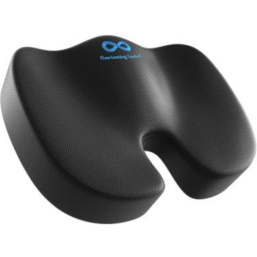 Imagem de Almofada de assento de espuma viscoelástica com gel para conforto duradouro – Design ventilado para dor no quadril e na coluna – Almofada para cadeira de escritório e assento de carro