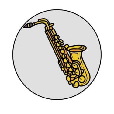 Imagem de Adesivo Decorativo Circular, Tema Música, 250mm, Redondo, Personalizado (MX-348, BOPP, 250MM)