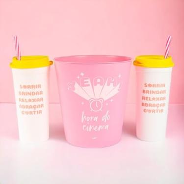 Imagem de Kit Pipoca com 2 Copos e Balde - Hora do Cinema