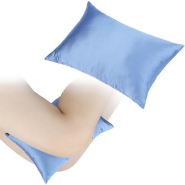 Imagem de Travesseiros de joelho 28 cm x 19,8 cm, almofadas de suporte de quadril pequenas e sedosas, resfriamento suave entre as pernas para pessoas que dormem de lado, ciática, articulações ciáticas, alívio