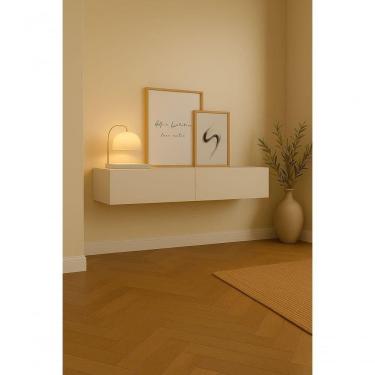 Imagem de Aparador Bancada 110cm Suspenso 2 Gavetas Em Mdf Estilo Clássico Off