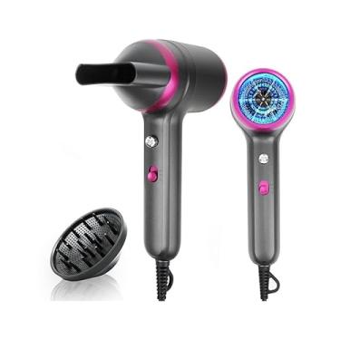 Imagem de Secador De Cabelo Profissional 220V 1300W Silencioso Iônico Anti-Frizz Com Difusor de Viagem leve Pequeno Portatil Turbo Ar Com Cold shot D52
