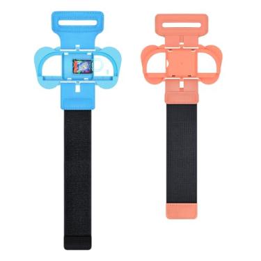 Imagem de XHSESA Adjustable Wrist Band Straps for Switch 2 Joy-Con Grip - 2-Pack Ergonomic Hand Grips Band Straps Accessories with Security Lock (Blue Orange)