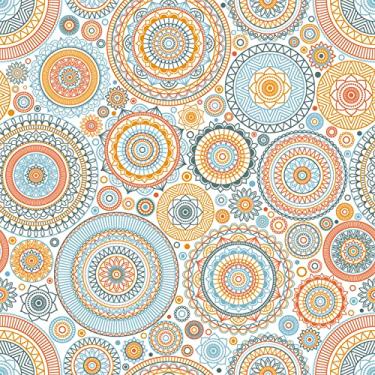 Imagem de Papel De Parede Adesivo Lavável Mandala Floral Azul 10m