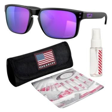 Imagem de OAKLEY OO9102 HOLBROOK Armação preta fosca – Lente PRIZM VIOLET, óculos de sol quadrados não polarizados com kit de óculos oficial eSHADES, Preto fosco (55 mm), 55 mm