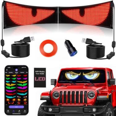 Imagem de Thcbme 2 Peças Sincronizam Vários Olhos De Diabo, Luz Colorida 15'' X 4'' Para Para-Brisa Carro, Display Led Programável, Rolagem, Janela Sinalização
